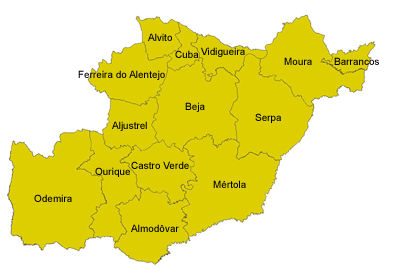 mapa do distrito de Beja