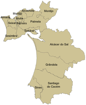 Distrito de Setúbal - Localização do distrito de Setúbal no mapa de Portugal